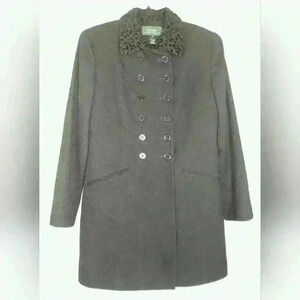 LAUREN RALPH LAUREN MILITARY LAPEL DOUBLE BREASTED WOOL COAT.